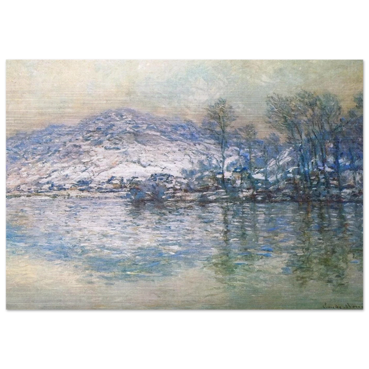 The Seine at Port Villez, Snow Effect - claude monet Brushed Aluminum Print - 70x100 cm / 28x40 inches | claude monet Aluminum Print | claude monet Prints
