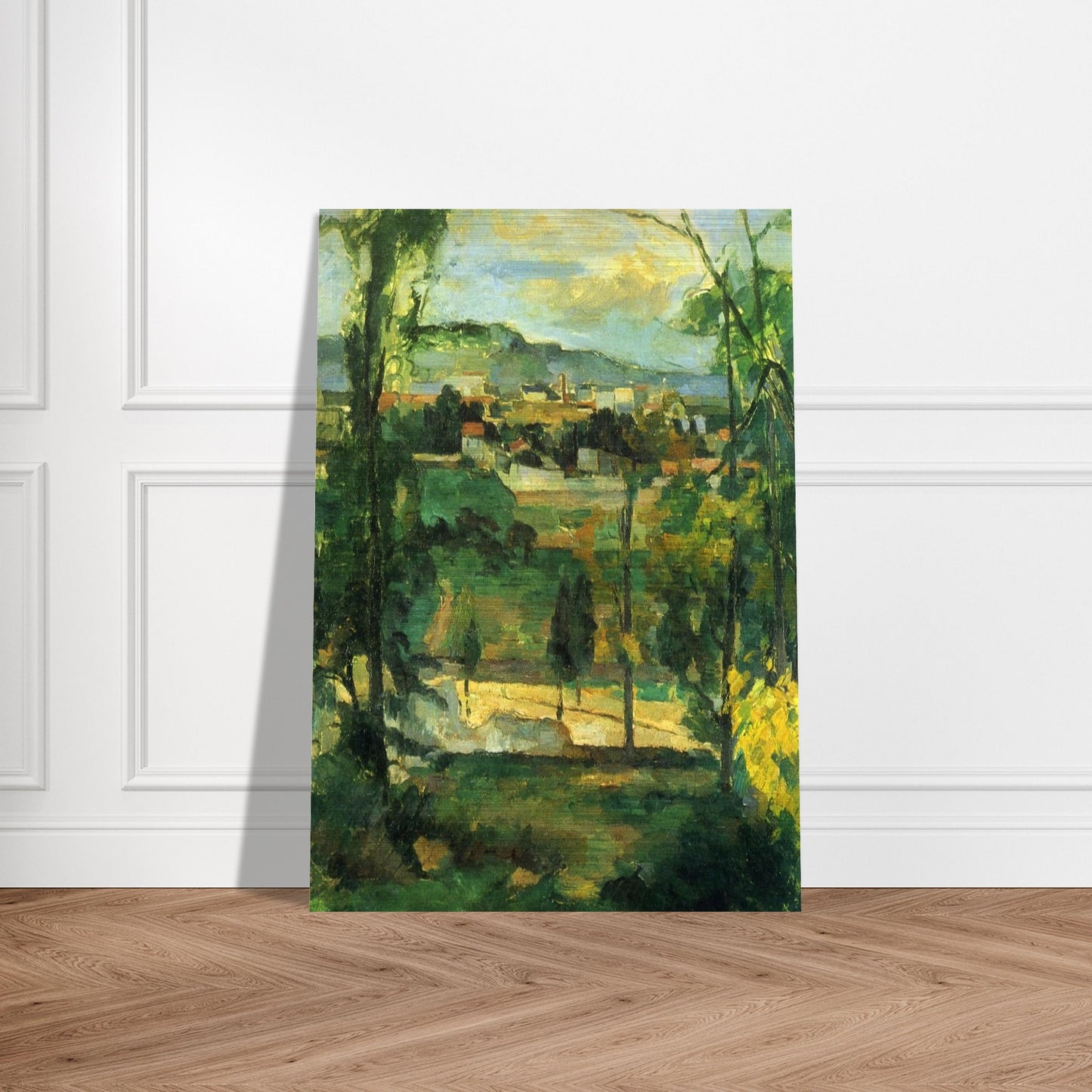 Village behind Trees - Paul Cézanne Brushed Aluminum Print - 70x100 cm / 28x40 inches | Paul Cézanne Aluminum Print | Paul Cézanne Prints
