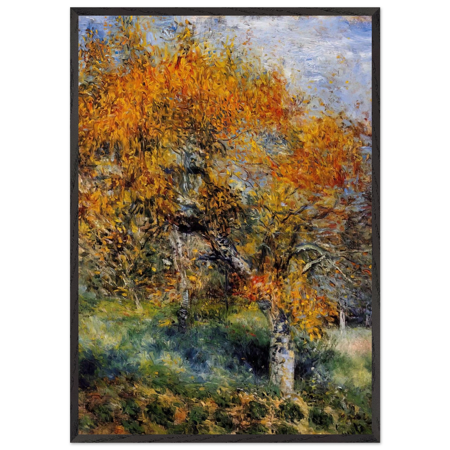 The Pear Tree - Pierre-Auguste Renoir 70x100 cm / 28x40 inches Framed Art Print – Black Wooden Frame