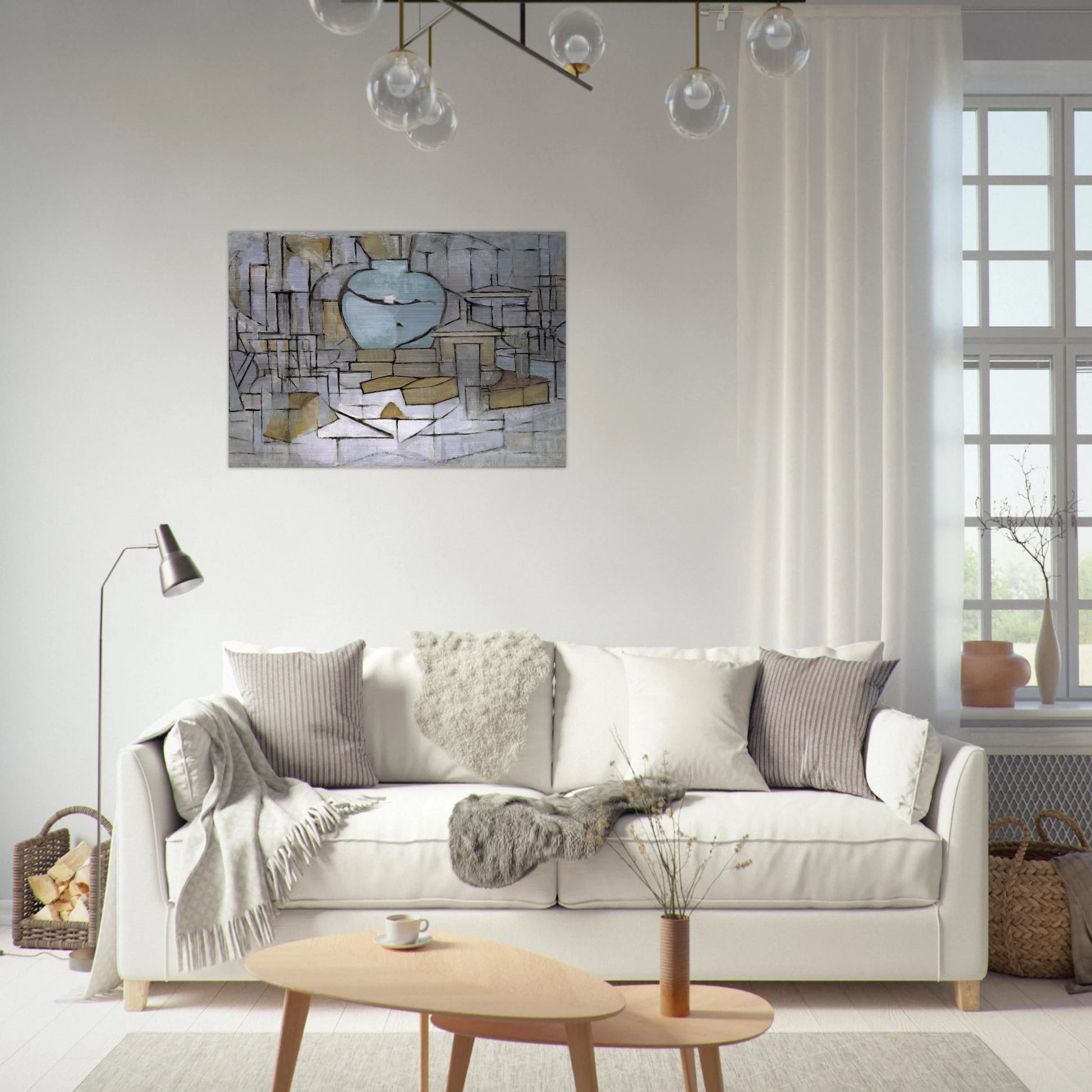 Still Life with Gingerpot 2 - Piet Mondrian Brushed Aluminum Print - 70x100 cm / 28x40 inches | Piet Mondrian Aluminum Print | Piet Mondrian Prints