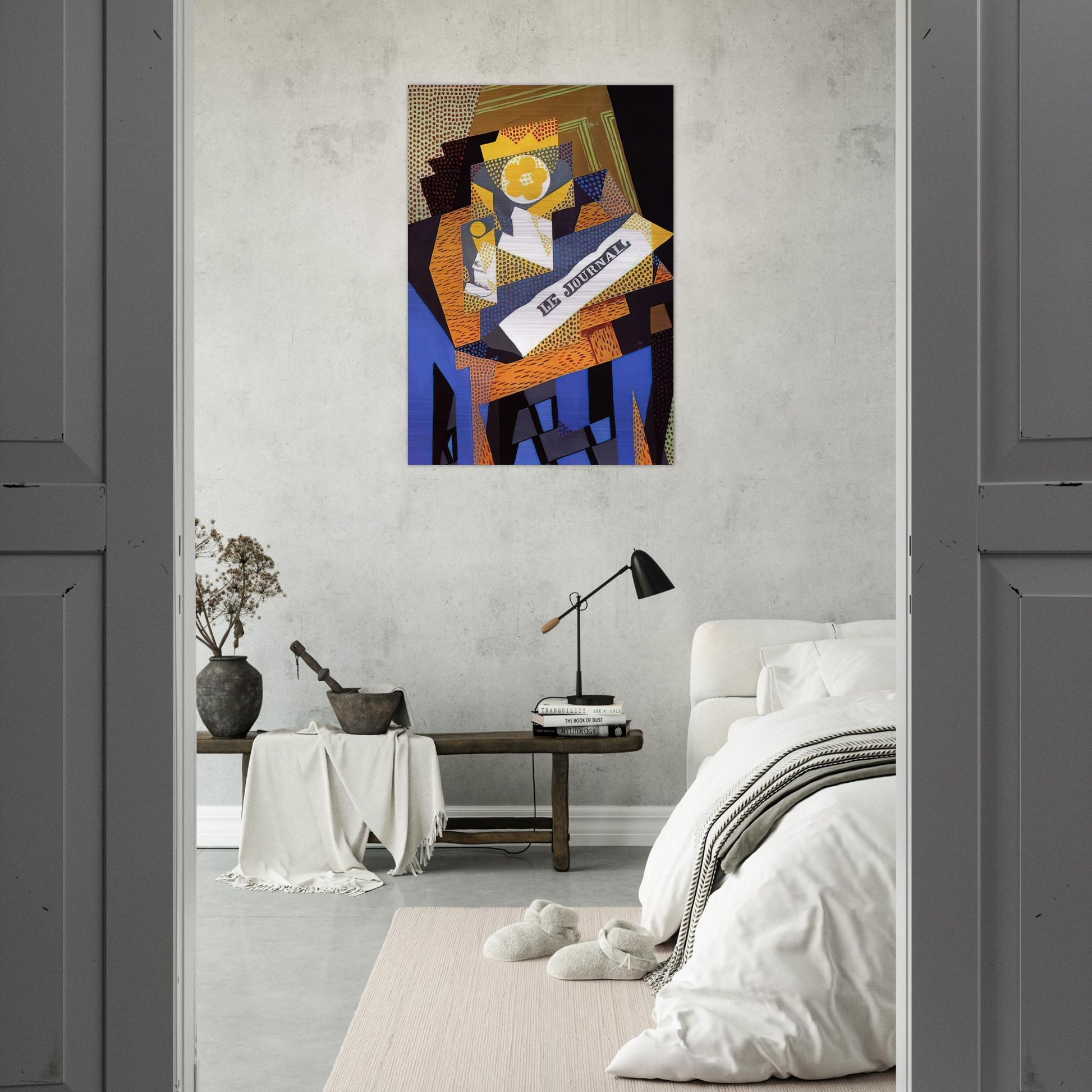 NEWSPAPER AND FRUIT DISH 1916 - Juan Gris Brushed Aluminum Print - 70x100 cm / 28x40 inches | Juan Gris Aluminum Print | Juan Gris Prints
