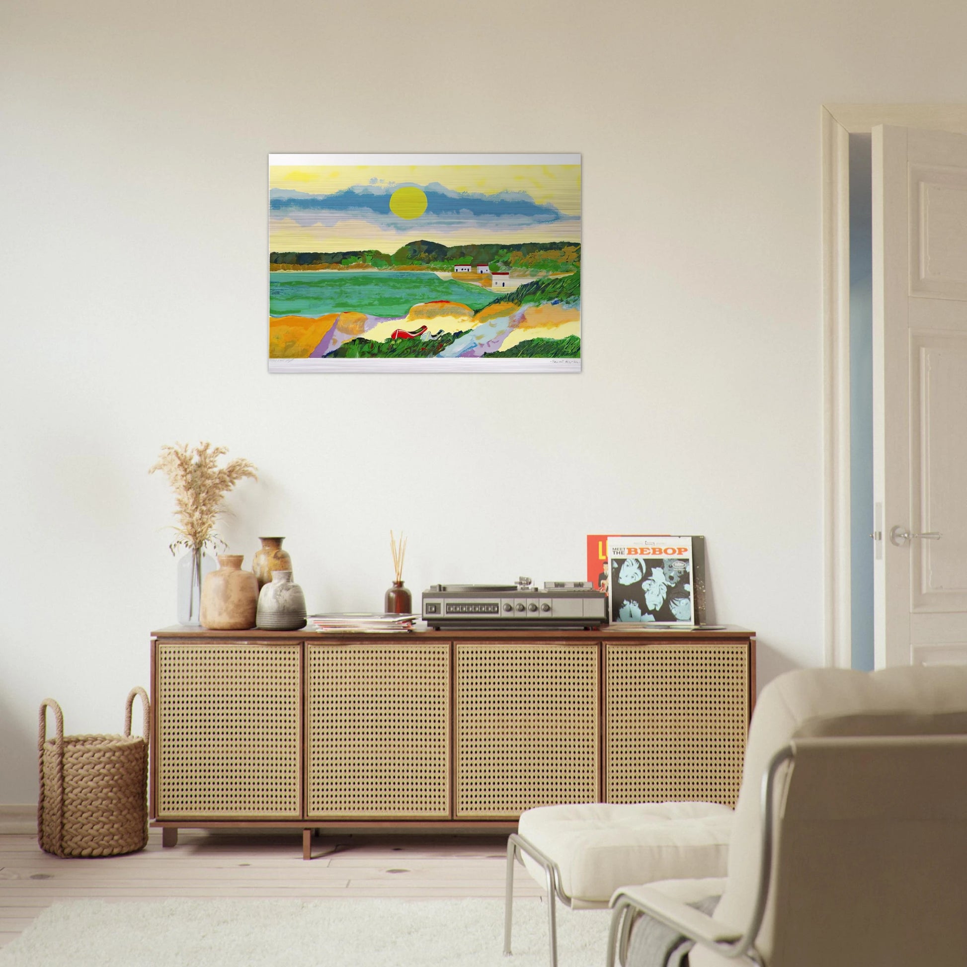 Marinha Com Casas - Post-Impressionism - Aldemir Martins Brushed Aluminum Print - 70x100 cm / 28x40 inches | Aldemir Martins Aluminum Print | Aldemir Martins Prints