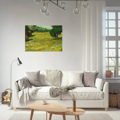Garden with Weeping Willow - Vincent van Gogh Brushed Aluminum Print - 70x100 cm / 28x40 inches | Vincent van Gogh Aluminum Print | Vincent van Gogh Prints