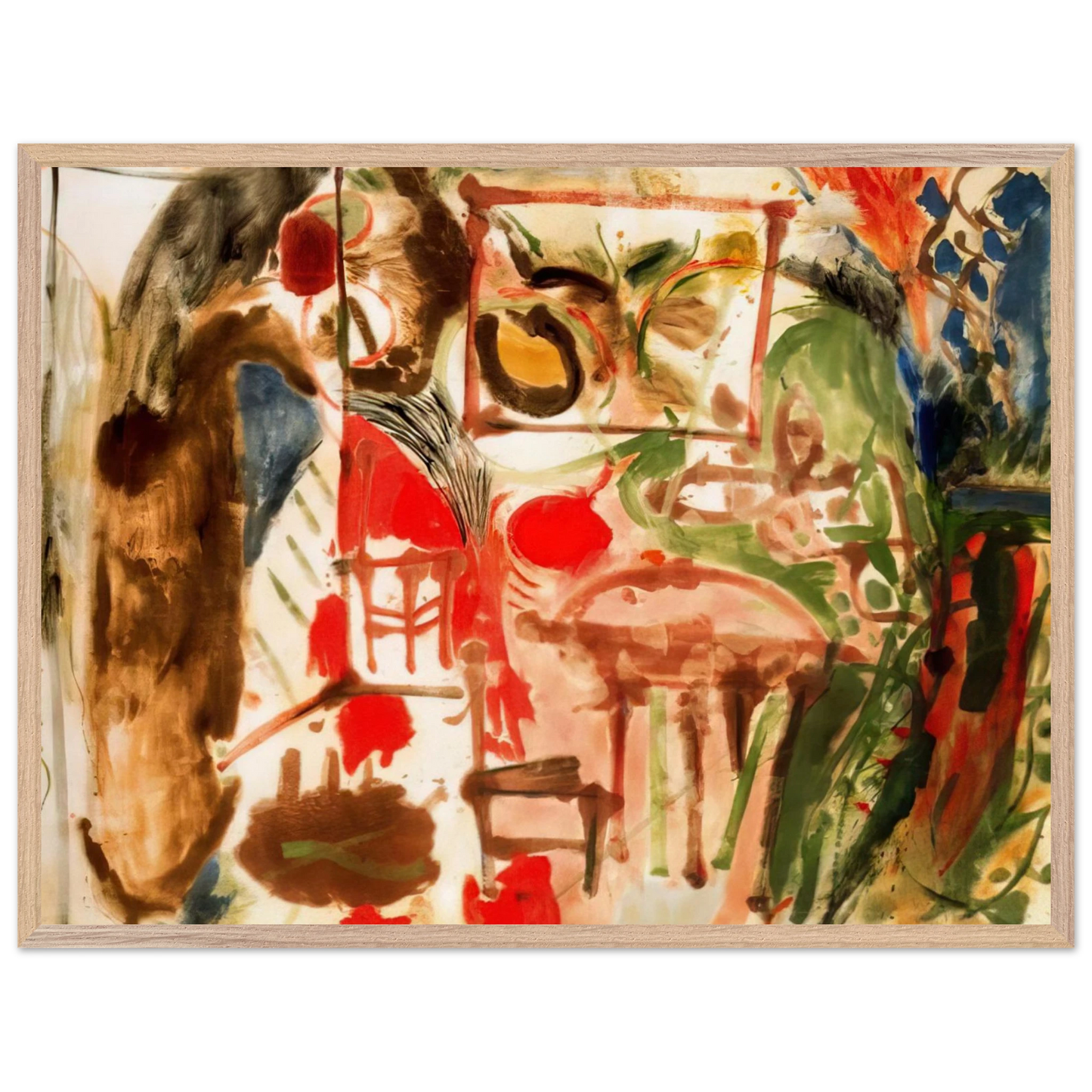 Helen Frankenthaler - Interior - 1957 Wall art - 13x18 cm / 5x7 inches - Premium Wooden Framed Poster With Fine Art Paper-canvas - White frame