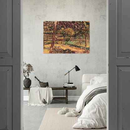 Trees in the Garden of the Asylum - Vincent van Gogh Brushed Aluminum Print - 70x100 cm / 28x40 inches | Vincent van Gogh Aluminum Print | Vincent van Gogh Prints