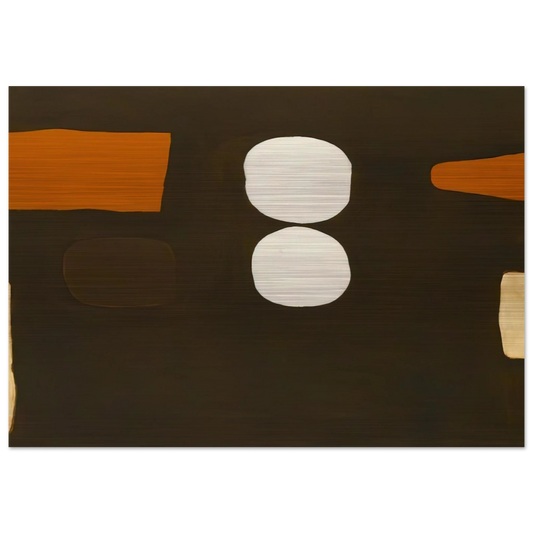 Dark Brown, Orange and White - 1963 - William Scott Brushed Aluminum Print - 70x100 cm / 28x40 inches | William Scott Aluminum Print | William Scott Prints