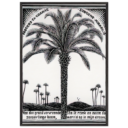 PALM TREE 1 - MC Escher 70x100 cm / 28x40 inches Framed Art Print – Black Wooden Frame | Maurits Cornelis Escher Prints