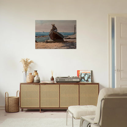 WAITING FOR DAD - Winslow Homer Brushed Aluminum Print - 70x100 cm / 28x40 inches | Winslow Homer Aluminum Print | Winslow Homer Prints