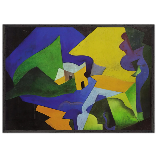 COSTRUZIONE SPAZIALE PAESAGGIO 1919 - Enrico Prampolini 70x100 cm / 28x40 inches Framed Art Print – Black Wooden Frame