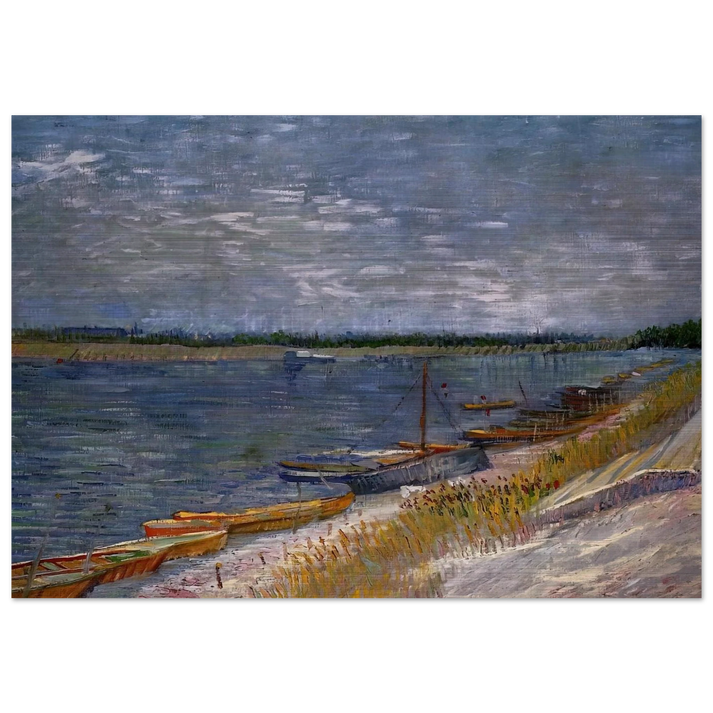 Moored Boats - Vincent van Gogh Brushed Aluminum Print - 70x100 cm / 28x40 inches | Vincent van Gogh Aluminum Print | Vincent van Gogh Prints