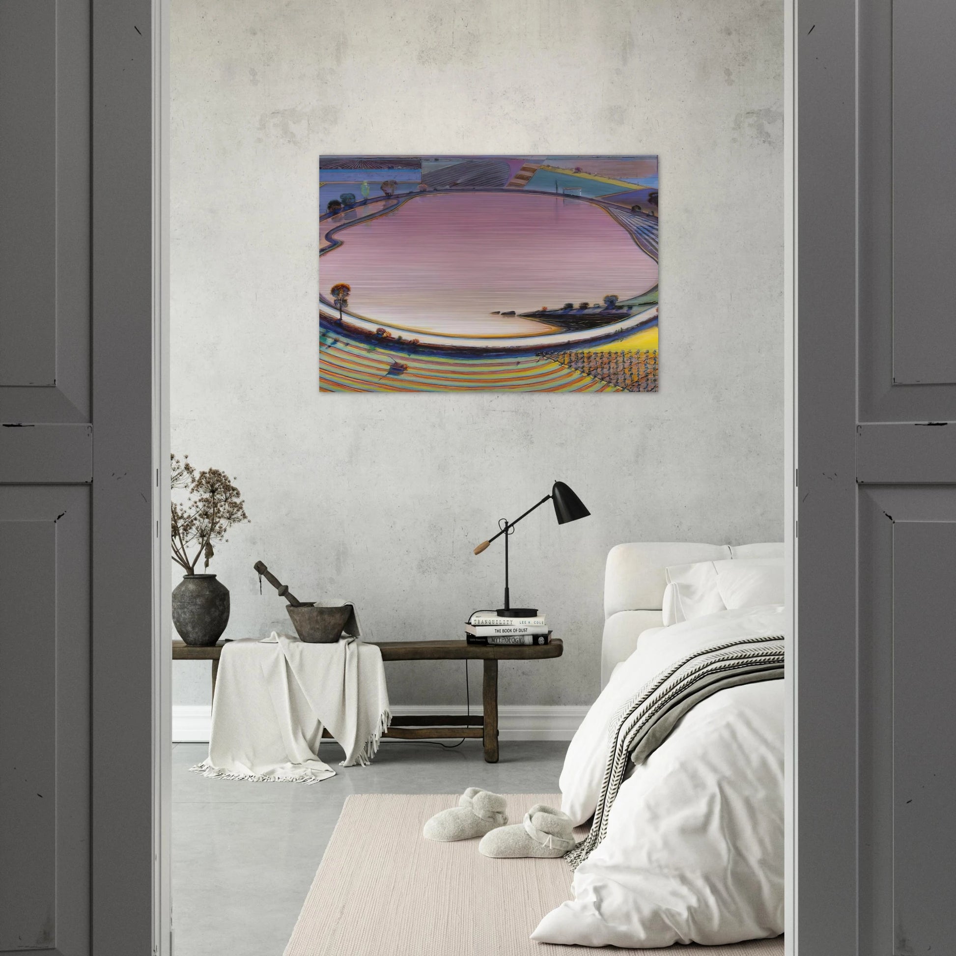 Reservoir - 1999 - Wayne Thiebaud Brushed Aluminum Print - 70x100 cm / 28x40 inches | Wayne Thiebaud Aluminum Print | Wayne Thiebaud Prints