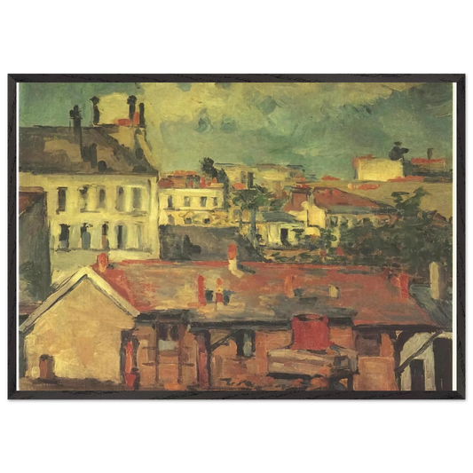 The roofs - Paul Cezanne 70x100 cm / 28x40 inches Framed Art Print – Black Wooden Frame
