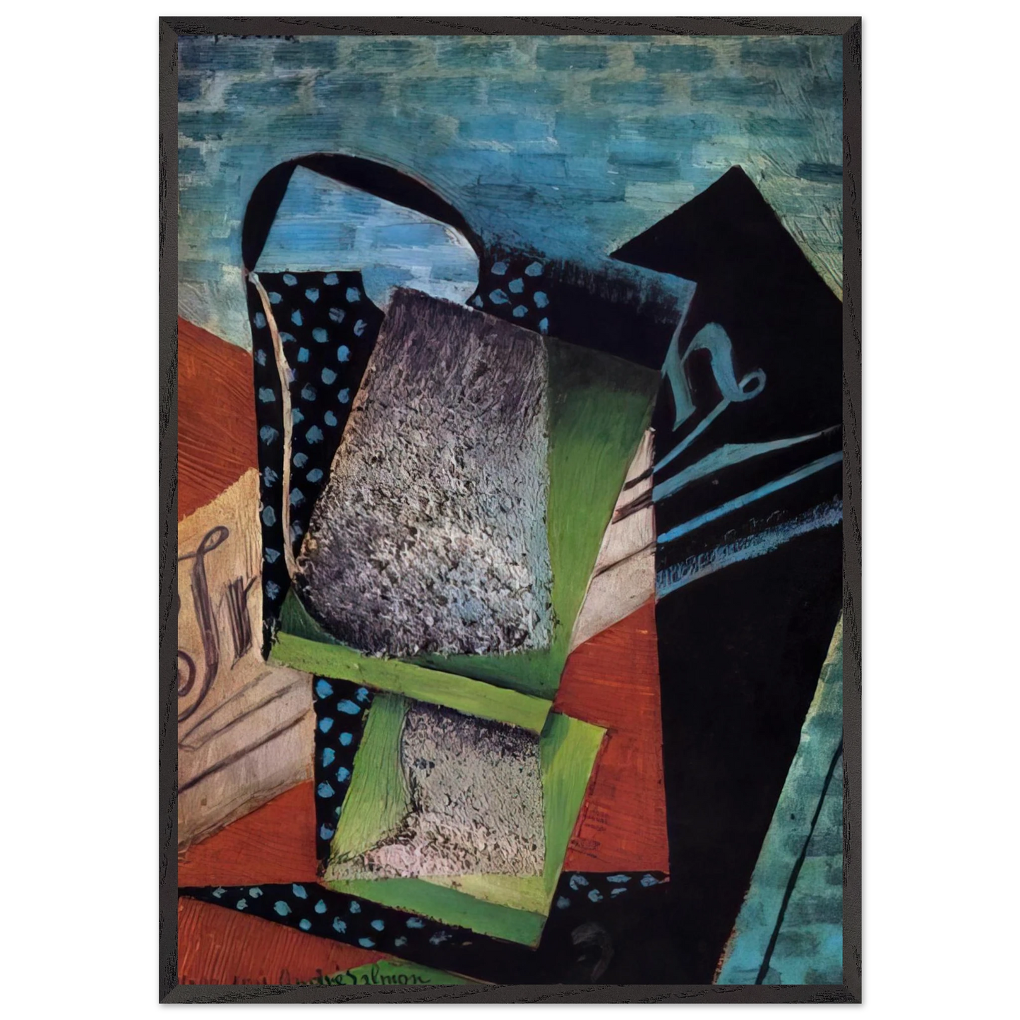 STILL LIFE DEDICATED TO ANDRE SALMON 1915 - Juan Gris 70x100 cm / 28x40 inches Framed Art Print – Black Wooden Frame
