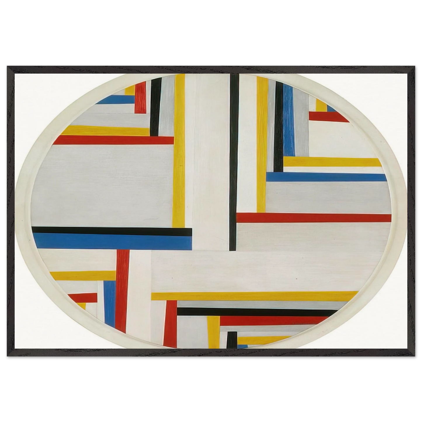 Relational painting Tondo 4 - 1946 - Fritz Glarner 70x100 cm / 28x40 inches Framed Art Print – Black Wooden Frame