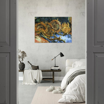 Still Life with Four Sunflowers - Vincent van Gogh Brushed Aluminum Print - 70x100 cm / 28x40 inches | Vincent van Gogh Aluminum Print | Vincent van Gogh Prints