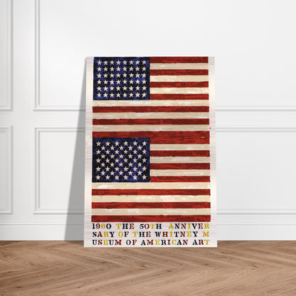 TWO FLAGS WHITNEY ANNIVERSARY ULAE 207 1980 - Jasper Johns Brushed Aluminum Print - 70x100 cm / 28x40 inches | Jasper Johns Aluminum Print | Jasper Johns Prints