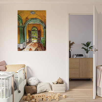 The Entrance Hall of Saint-Paul Hospital - Vincent van Gogh Brushed Aluminum Print - 70x100 cm / 28x40 inches | Vincent van Gogh Aluminum Print | Vincent van Gogh Prints