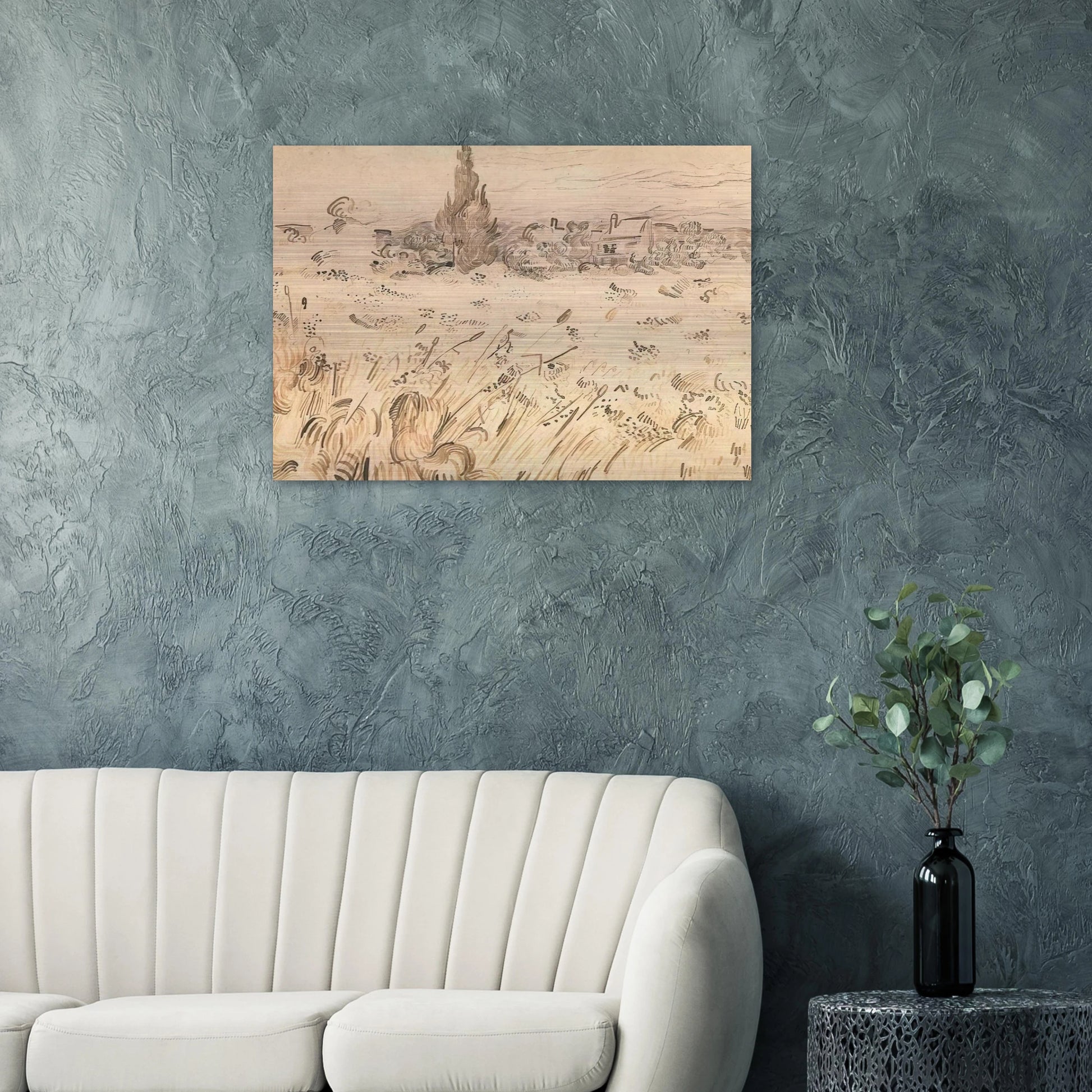 Wheat Field with Cypresses - Vincent van Gogh Brushed Aluminum Print - 70x100 cm / 28x40 inches | Vincent van Gogh Aluminum Print | Vincent van Gogh Prints