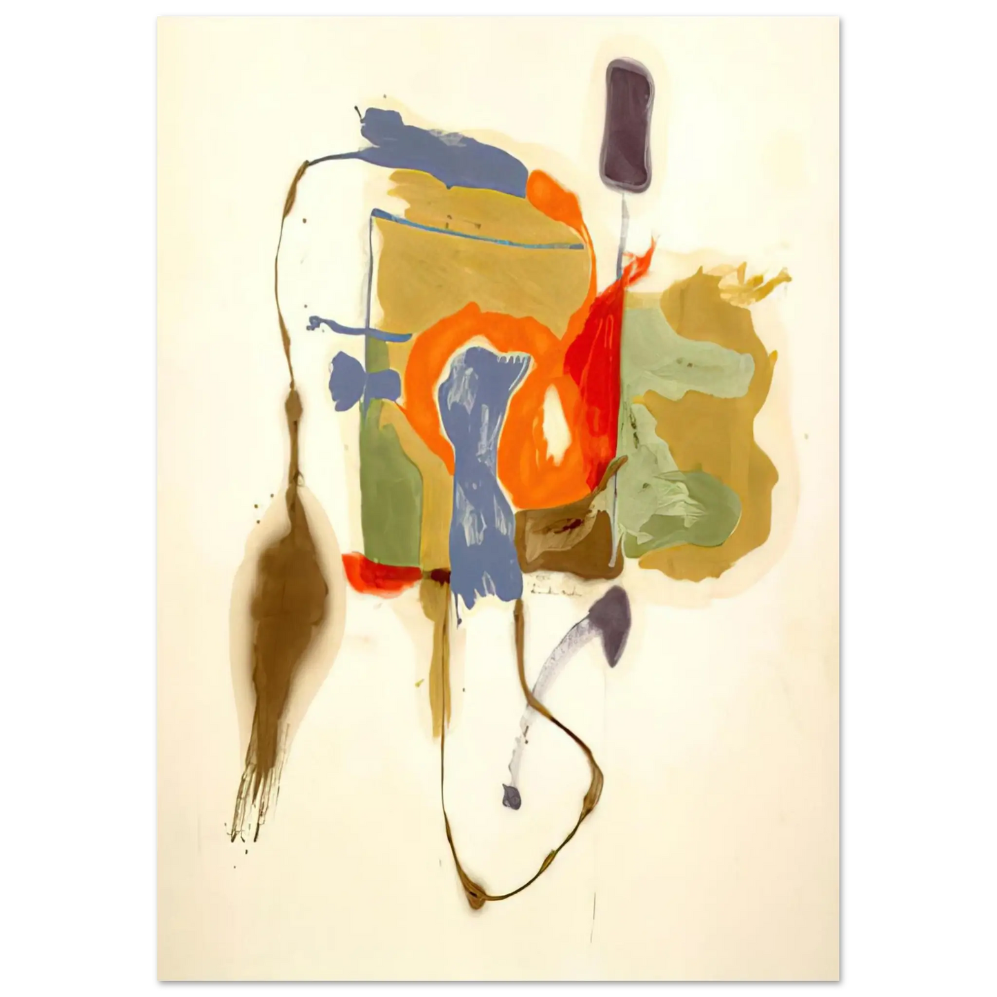 Helen Frankenthaler - Blue Form in a Scene - 1961 Wall art - 27x35 cm / 11x14 Inches - Premium Wooden Framed Poster With Fine Art Paper - White frame