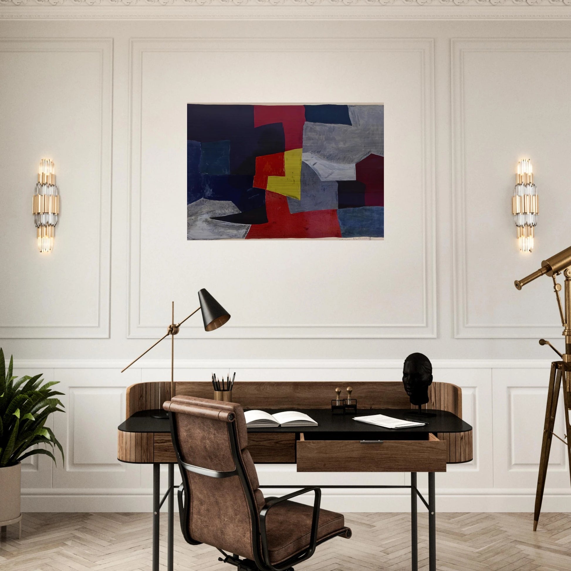 Composition grise, rouge et jaune - 1960 - Serge Poliakoff Brushed Aluminum Print - 70x100 cm / 28x40 inches | Serge Poliakoff Aluminum Print | Serge Poliakoff Prints