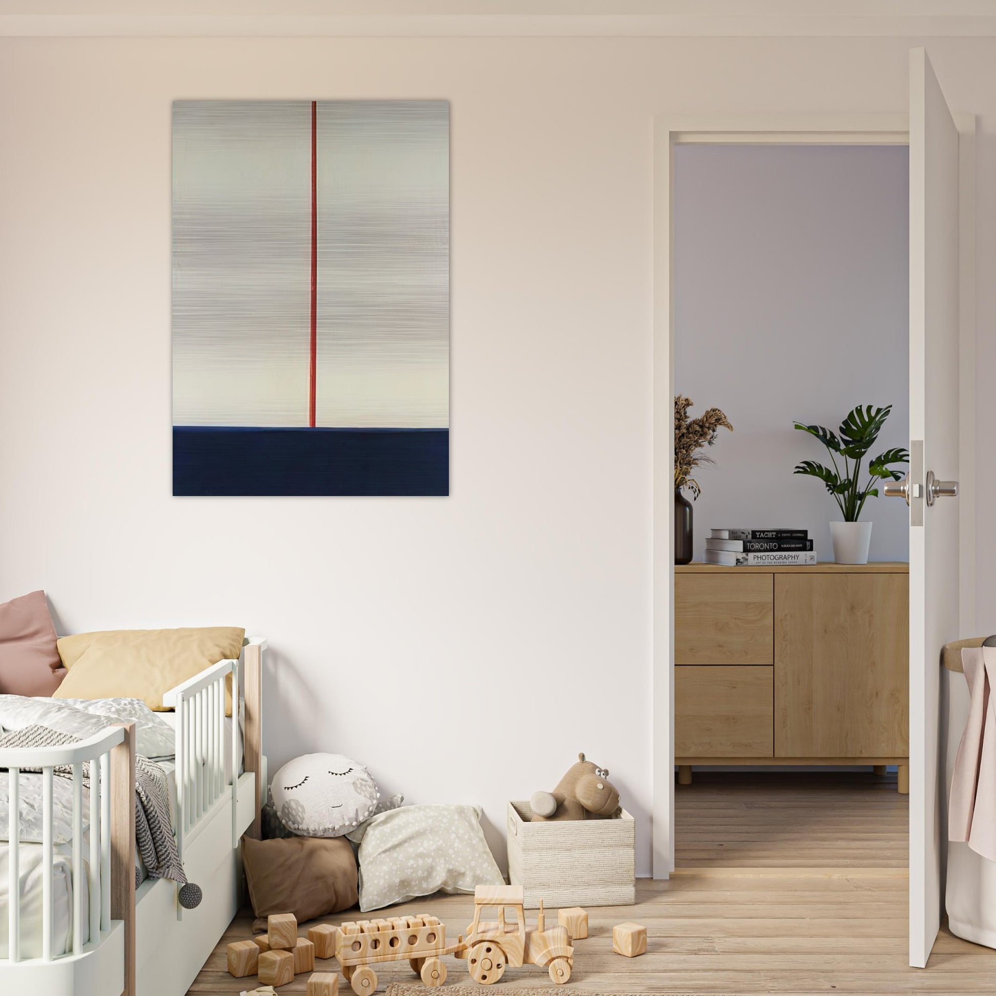 KOMPOSITION BLAU ROT AUF WEISS 1965 - BLINKY PALERMO Brushed Aluminum Print - 70x100 cm / 28x40 inches | BLINKY PALERMO Aluminum Print | BLINKY PALERMO Prints