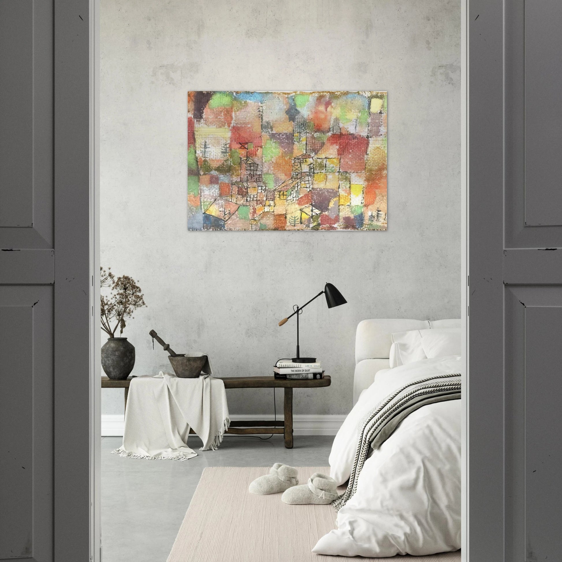 TWO COUNTRY HOUSES 1918 - Paul Klee Brushed Aluminum Print - 70x100 cm / 28x40 inches | Paul Klee Aluminum Print | Paul Klee Prints
