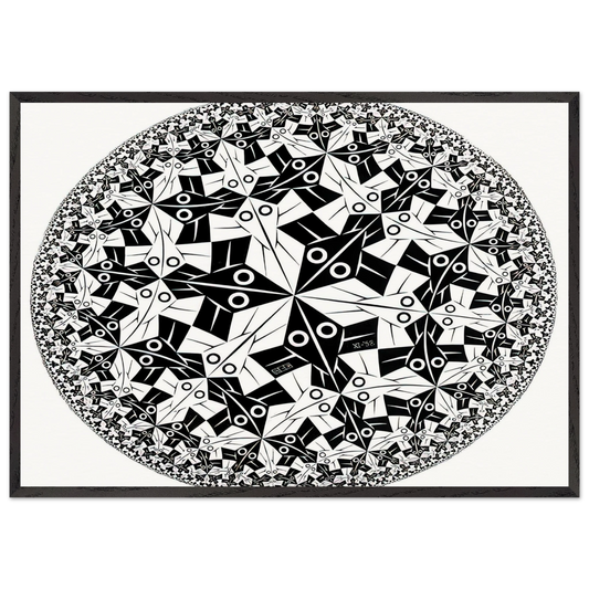 CIRCLE LIMIT I - MC Escher 70x100 cm / 28x40 inches Framed Art Print – Black Wooden Frame | Maurits Cornelis Escher Prints
