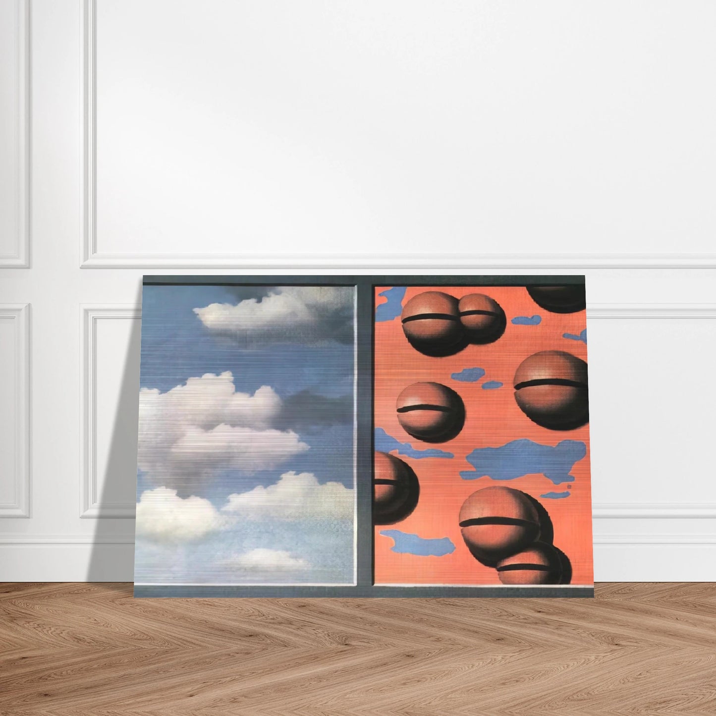 PINK BELLES TATTERED SKIES 1930 - Rene Magritte Brushed Aluminum Print - 70x100 cm / 28x40 inches | Rene Magritte Aluminum Print | Rene Magritte Prints