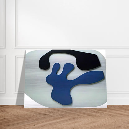 Overturned Blue Shoe With Two Heels Under a Black Vault - Jean Arp Brushed Aluminum Print - 70x100 cm / 28x40 inches | Jean Arp Aluminum Print | Jean Arp Prints