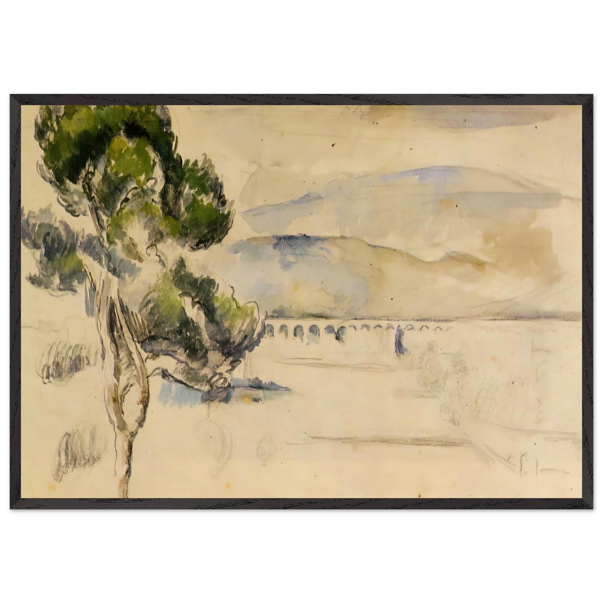 Pine Tree in the Arc Valley - Paul Cezanne 70x100 cm / 28x40 inches Framed Art Print – Black Wooden Frame