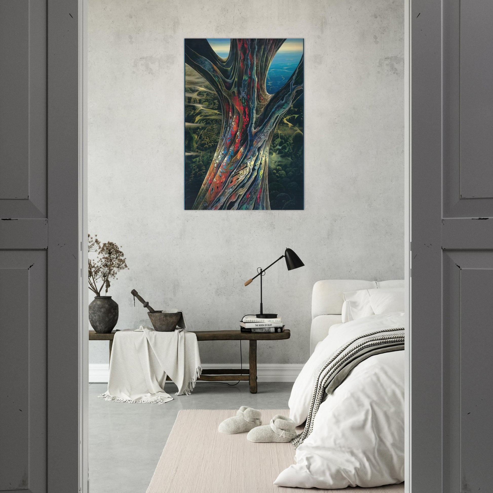 The Great Jewel Tree - Eyvind Earle Brushed Aluminum Print - 70x100 cm / 28x40 inches | Eyvind Earle Aluminum Print | Eyvind Earle Prints