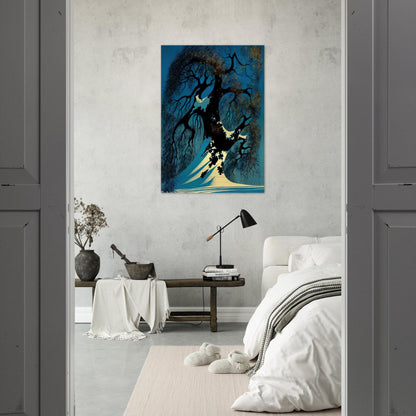Winter Bonsai - Eyvind Earle Brushed Aluminum Print - 70x100 cm / 28x40 inches | Eyvind Earle Aluminum Print | Eyvind Earle Prints