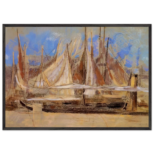 YACHTS AT ROYAN 1902 - Odilon Redon 70x100 cm / 28x40 inches Framed Art Print – Black Wooden Frame