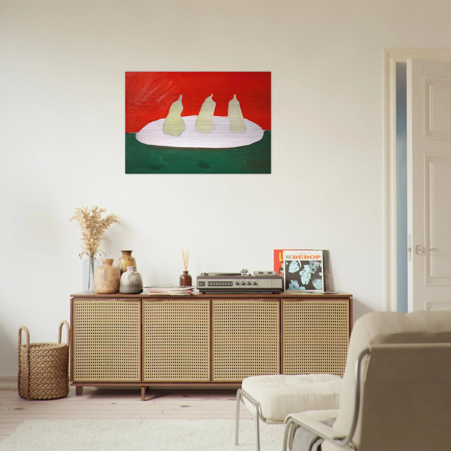 Nature morte, poires, fond vert et orange - Art Informel - Nicolas de Stael Brushed Aluminum Print - 70x100 cm / 28x40 inches | Nicolas de Stael Aluminum Print | Nicolas de Stael Prints