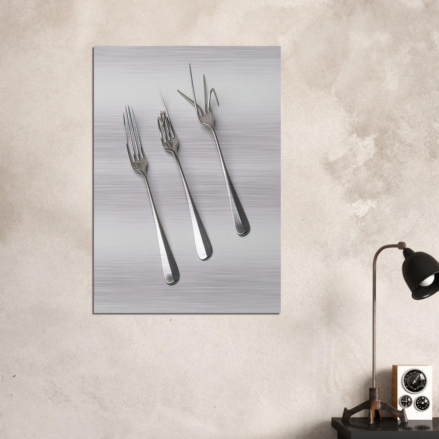 Fork Design - 1958 - Bruno Munari Brushed Aluminum Print - 70x100 cm / 28x40 inches | Bruno Munari Aluminum Print | Bruno Munari Prints