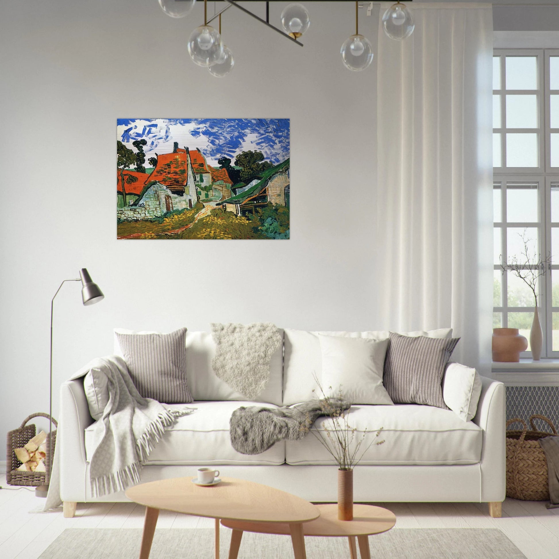 Street in Auvers-sur-Oise - Vincent van Gogh Brushed Aluminum Print - 70x100 cm / 28x40 inches | Vincent van Gogh Aluminum Print | Vincent van Gogh Prints