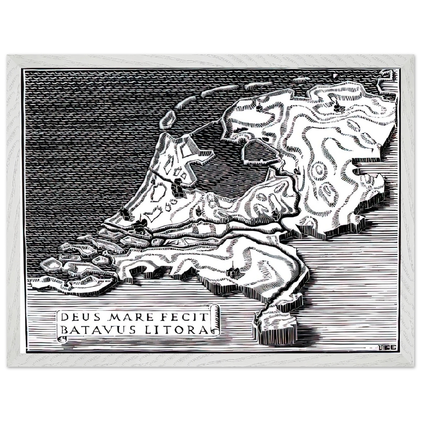MC Escher - ESCHER (28) Wall Art - 30x40 cm / 12x16 inches - Premium Wooden Framed Poster With Fine Art Paper-canvas - Wood frame