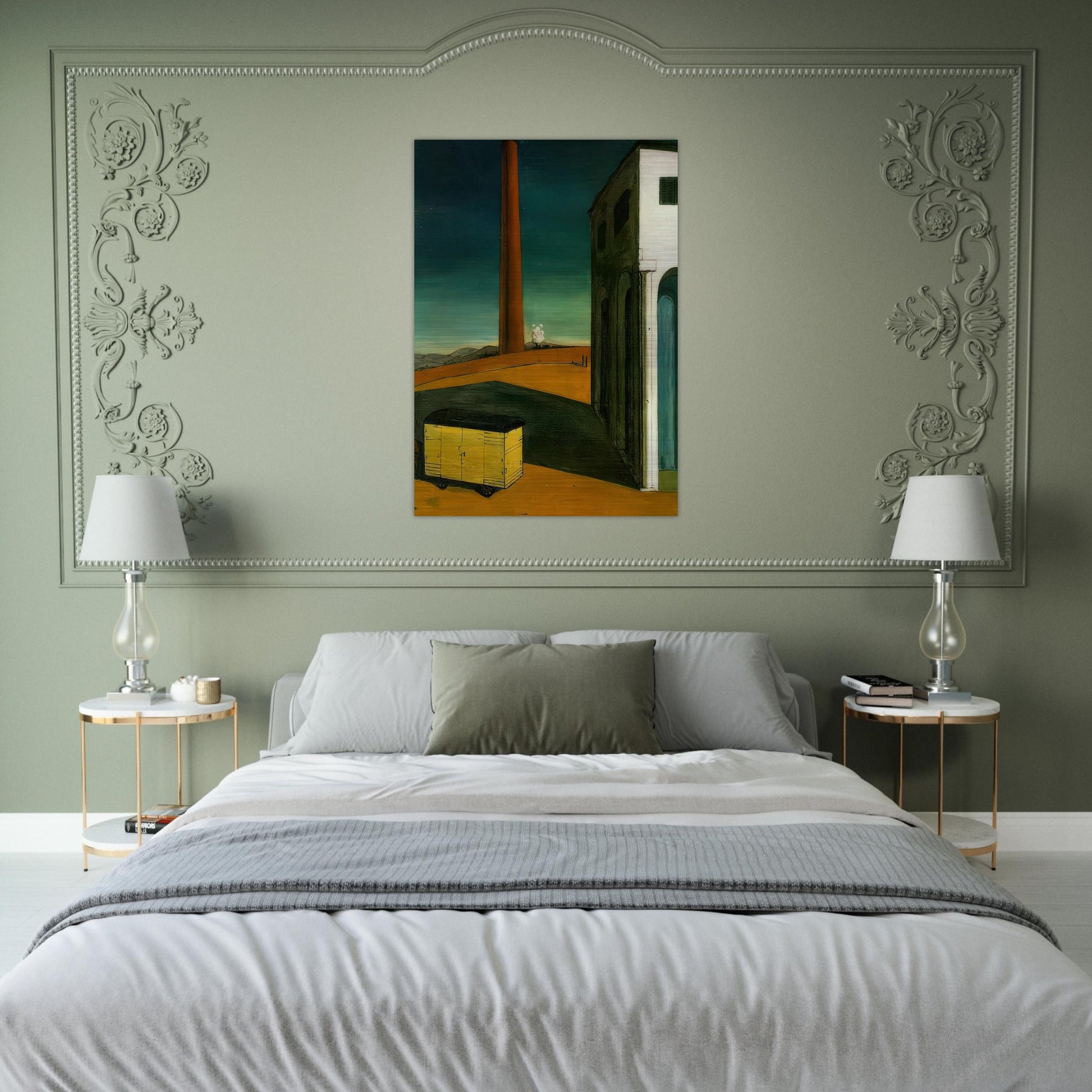 THE ANGUISH OF DEPARTURE 1914 - Giorgio de Chirico Brushed Aluminum Print - 70x100 cm / 28x40 inches | Giorgio de Chirico Aluminum Print | Giorgio de Chirico Prints