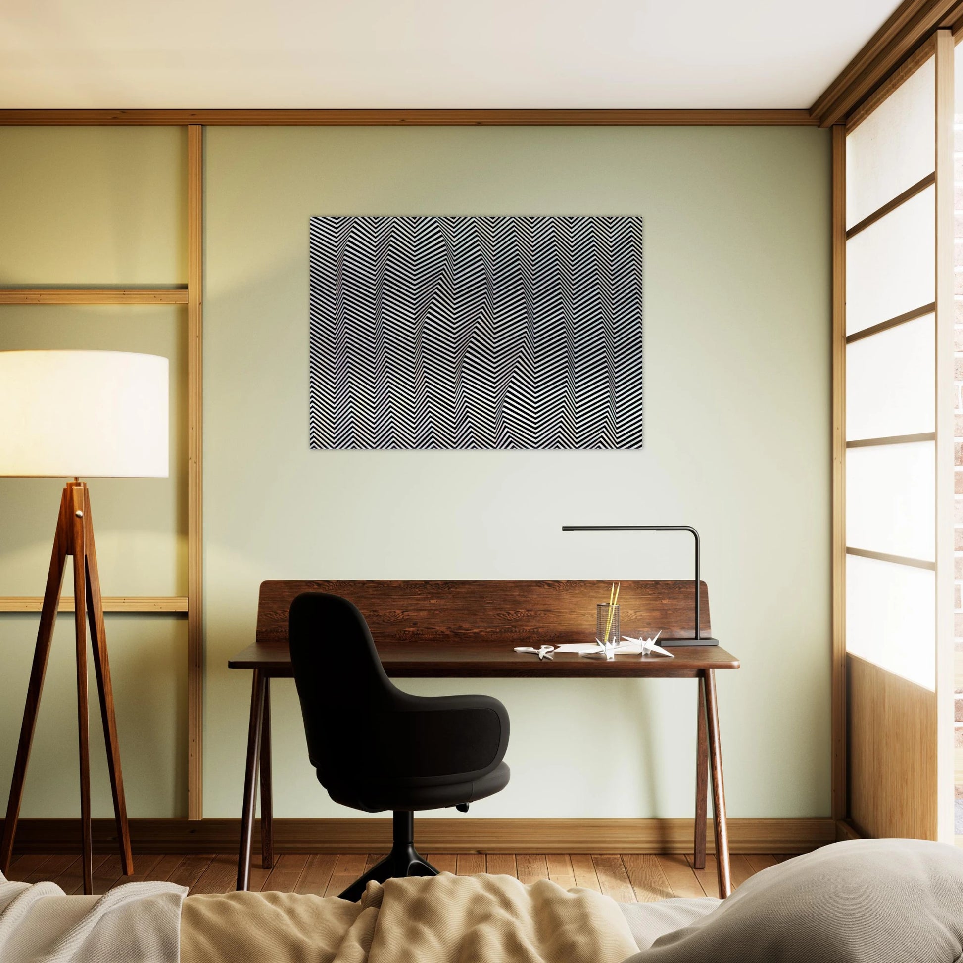 DESCENDING 1966 - Bridget Riley Brushed Aluminum Print - 70x100 cm / 28x40 inches | Bridget Riley Aluminum Print | Bridget Riley Prints