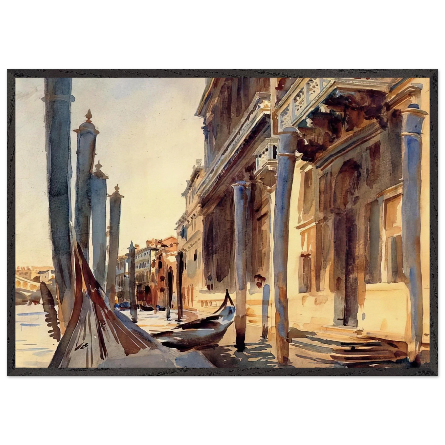 Grand Canal Venice - John Singer Sargent 70x100 cm / 28x40 inches Framed Art Print – Black Wooden Frame
