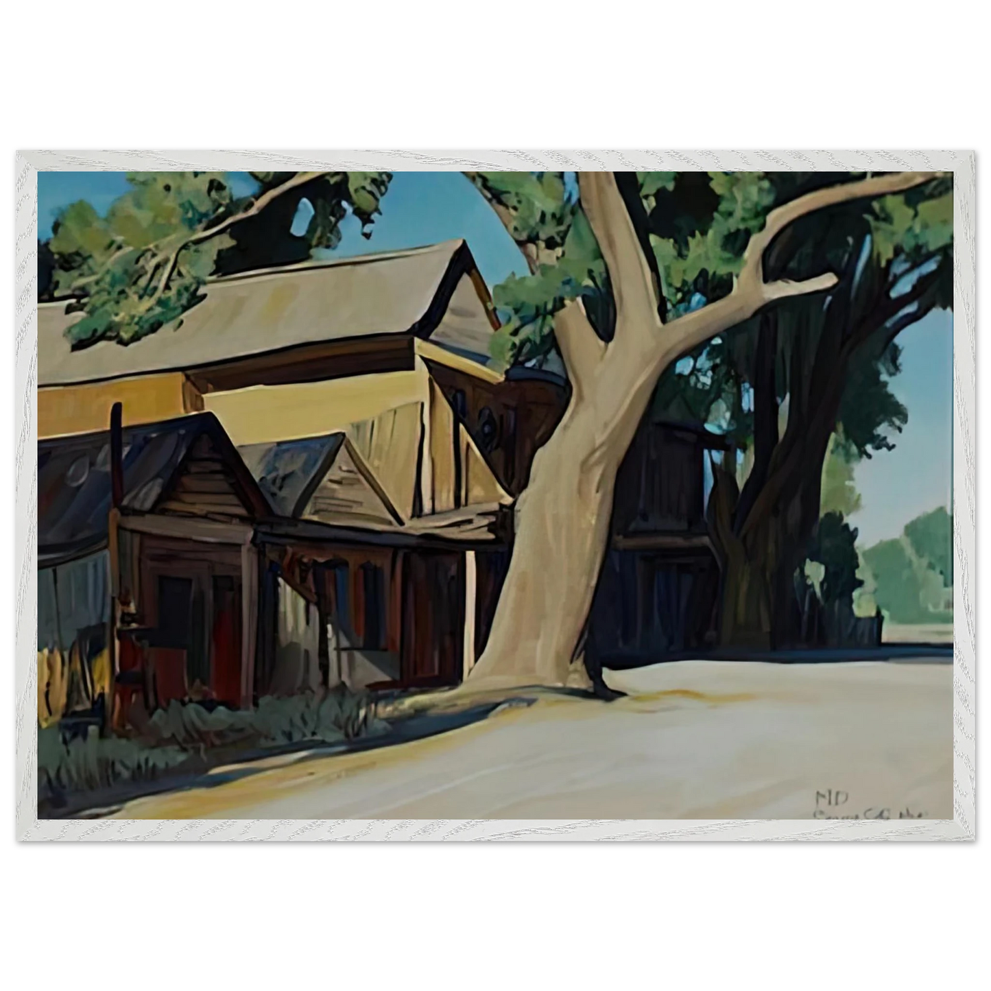Maynard Dixon - OLD CHINATOWN CARSON CITY NEVADA 1937 Wall art - A2 (42 x 59.4  cm) - Premium Wooden Framed Poster With Fine Art Paper-canvas - White frame