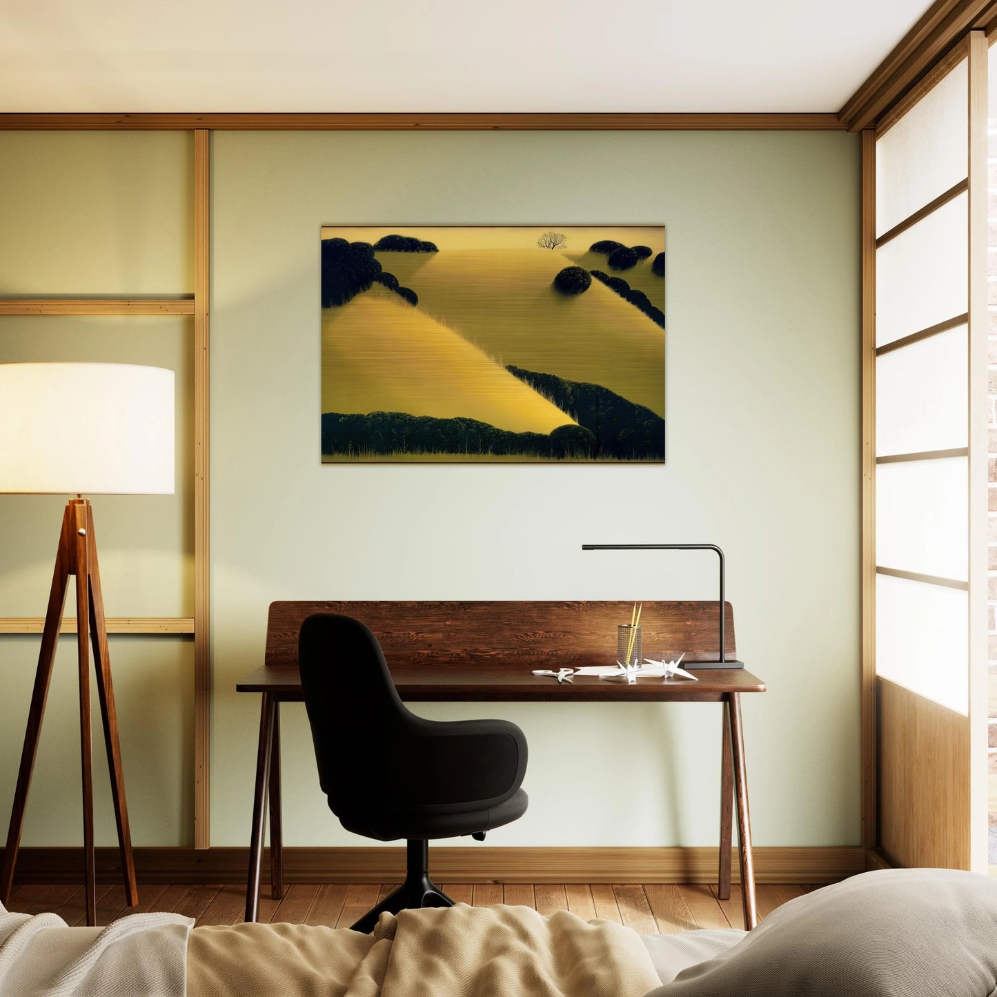 Golden Hills - Eyvind Earle Brushed Aluminum Print - 70x100 cm / 28x40 inches | Eyvind Earle Aluminum Print | Eyvind Earle Prints