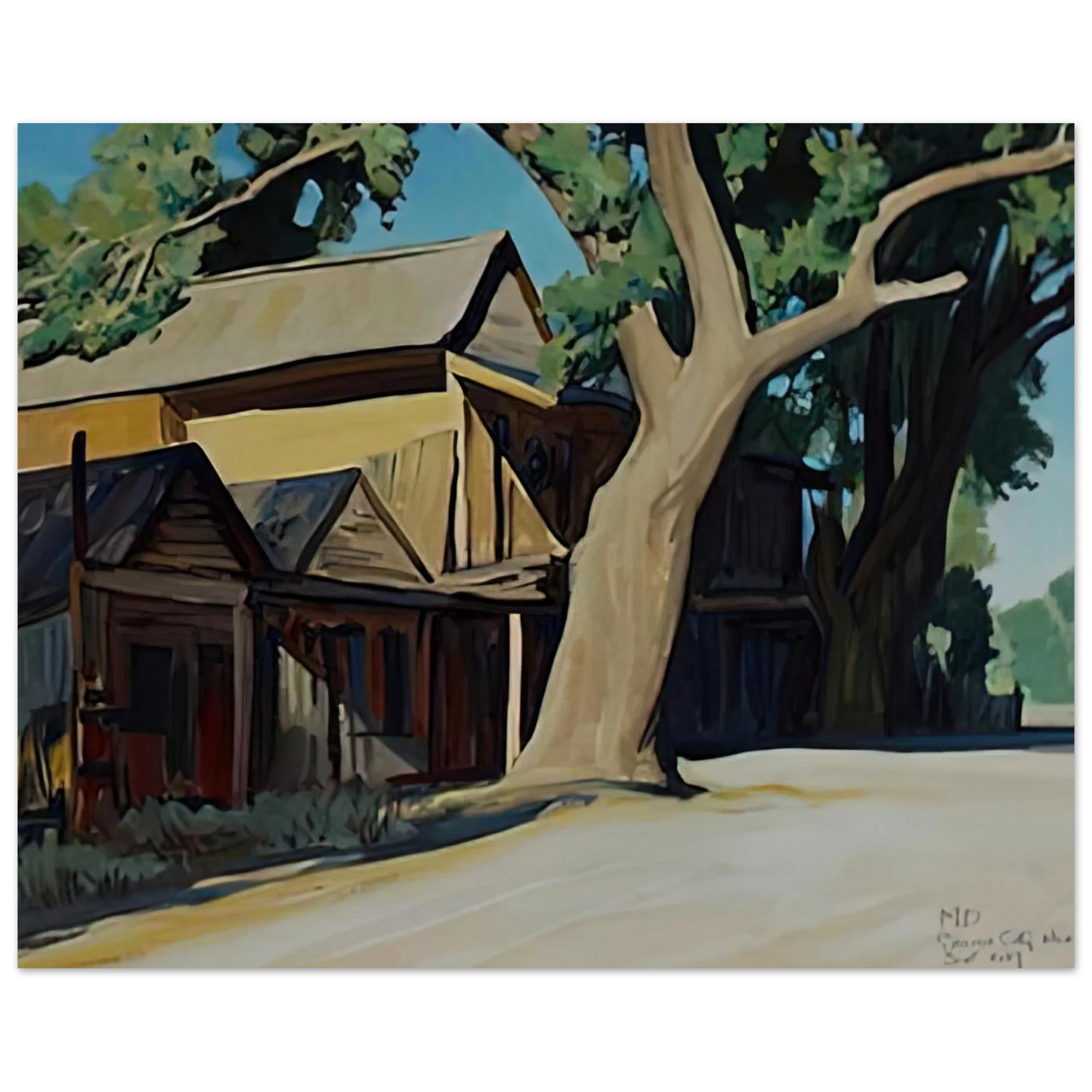 Maynard Dixon - OLD CHINATOWN CARSON CITY NEVADA 1937 Wall art - 70x100 cm / 28x40 inches - Premium Wooden Framed Poster With Fine Art Paper-canvas - White frame