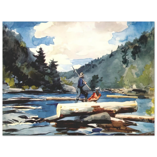 Winslow Homer - HUDSON RIVER LOGGING  75x100 cm / 30x40inches Fine Art Poster