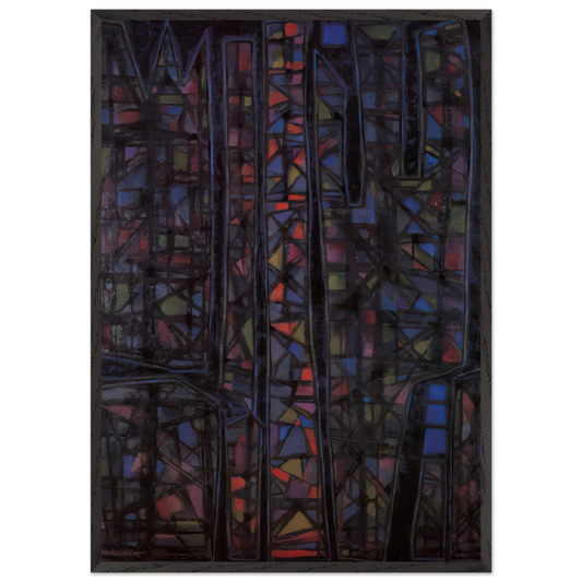 Recueillement nocturne II - 1952 - Alfred Manessier 70x100 cm / 28x40 inches Framed Art Print – Black Wooden Frame