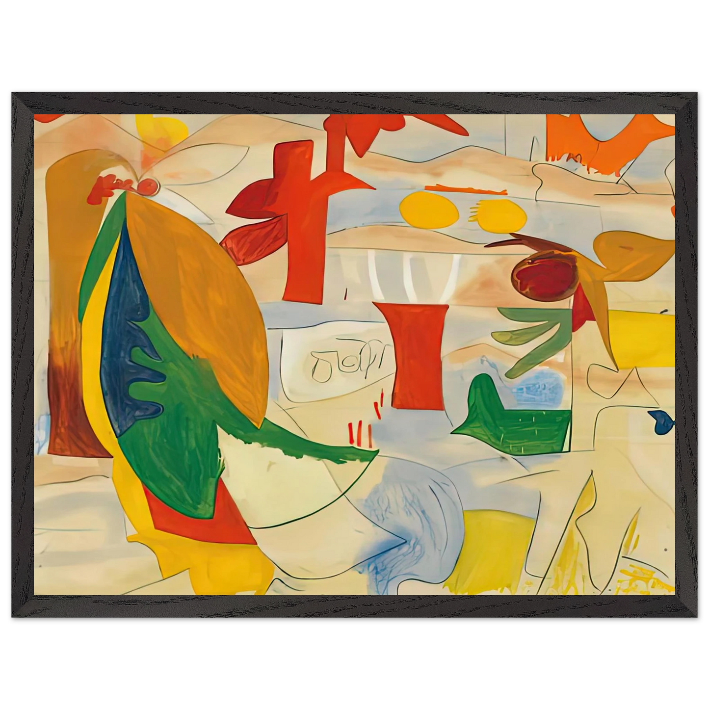 Helen Frankenthaler - Abstract Landscape, 1951- Wall Art - 21x29.7 cm / 8x12" - Premium Wooden Framed Poster With Fine Art Paper-canvas - Black frame