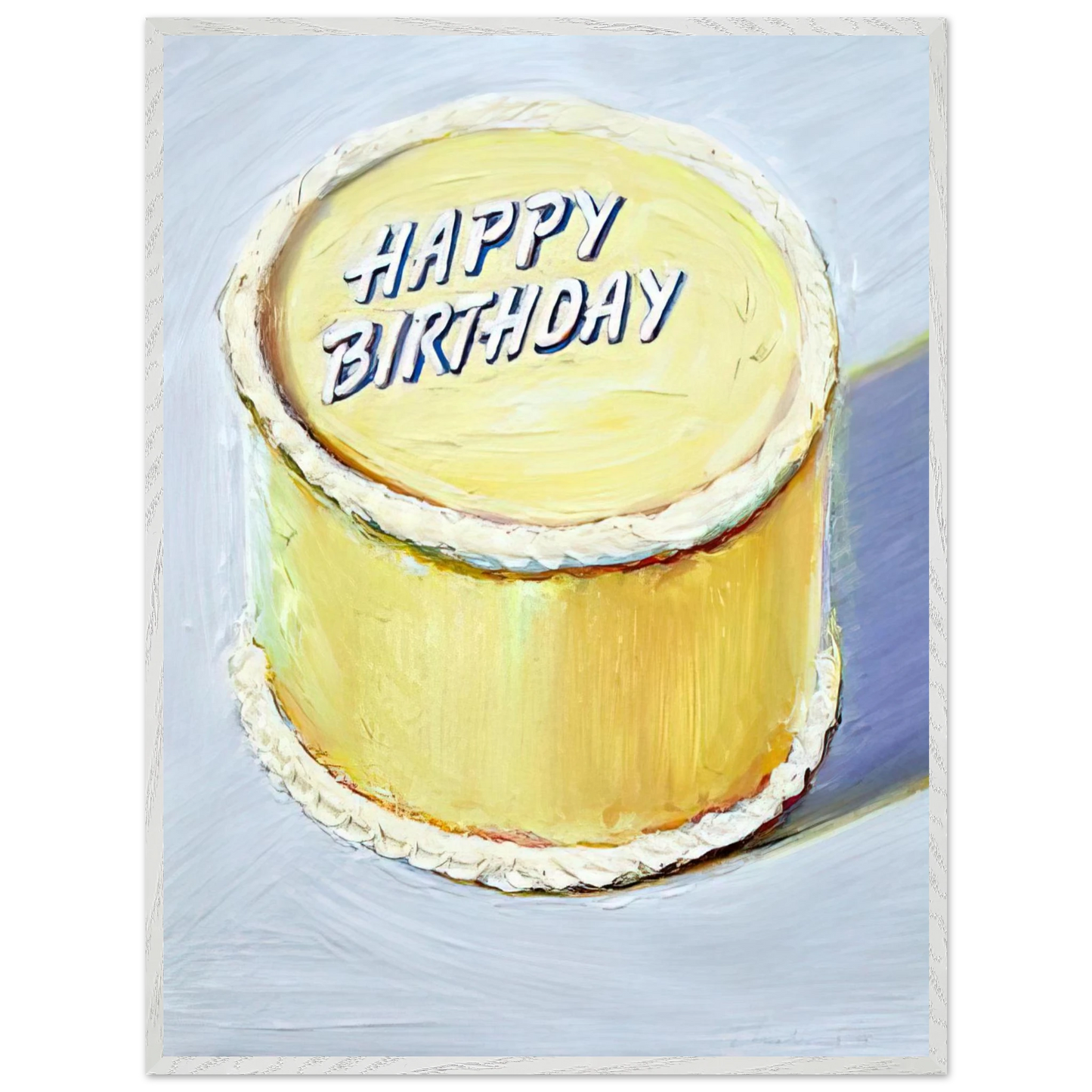 Wayne Thiebaud - Happy Birthday Cake - 1975 Wall Art - 60x80 cm / 24x32 inches - Premium Wooden Framed Poster With Fine Art Paper - White frame