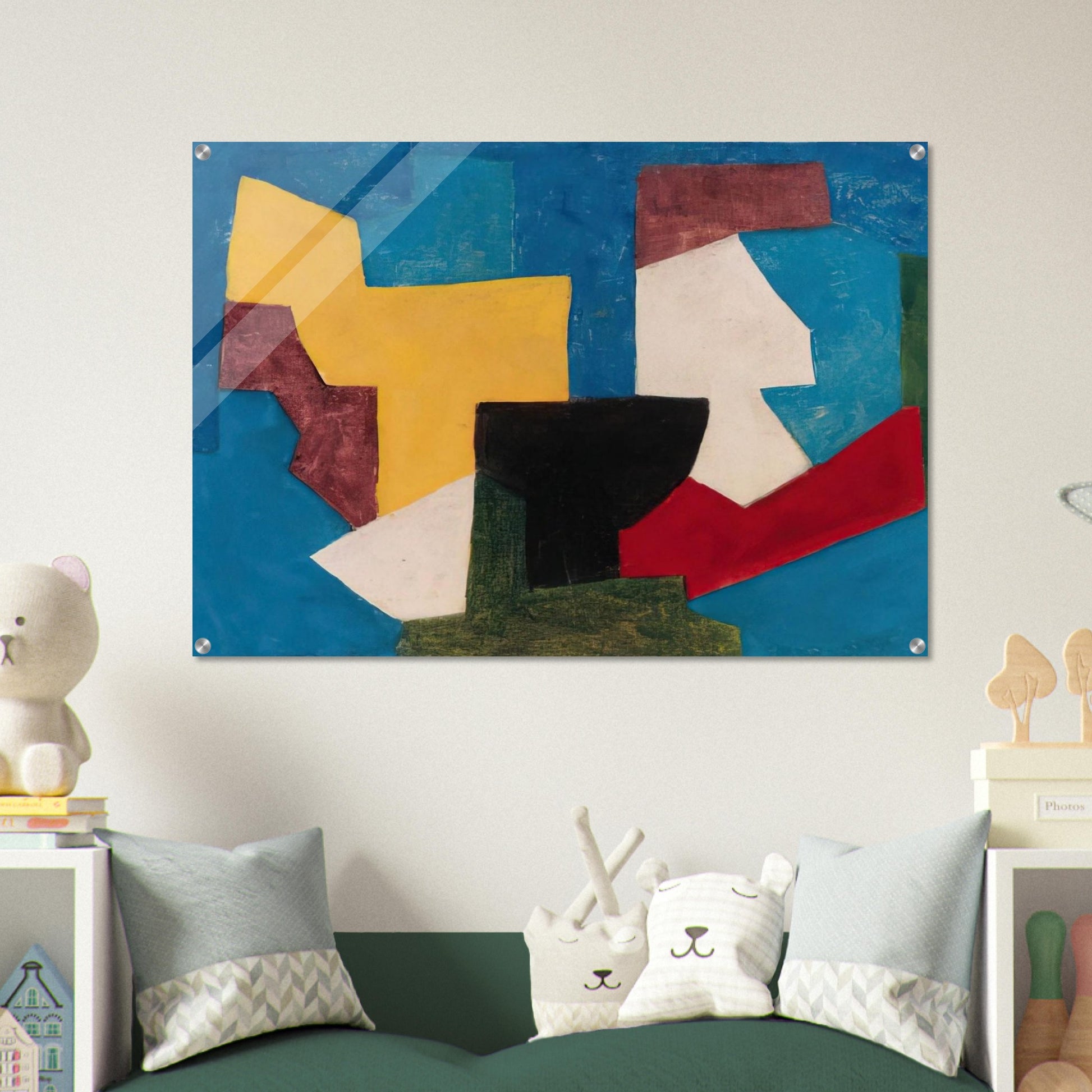 Composition multicolore à dominante bleue - 1969 - Serge Poliakoff Acrylic Print - 70x100 cm / 28x40″ inches