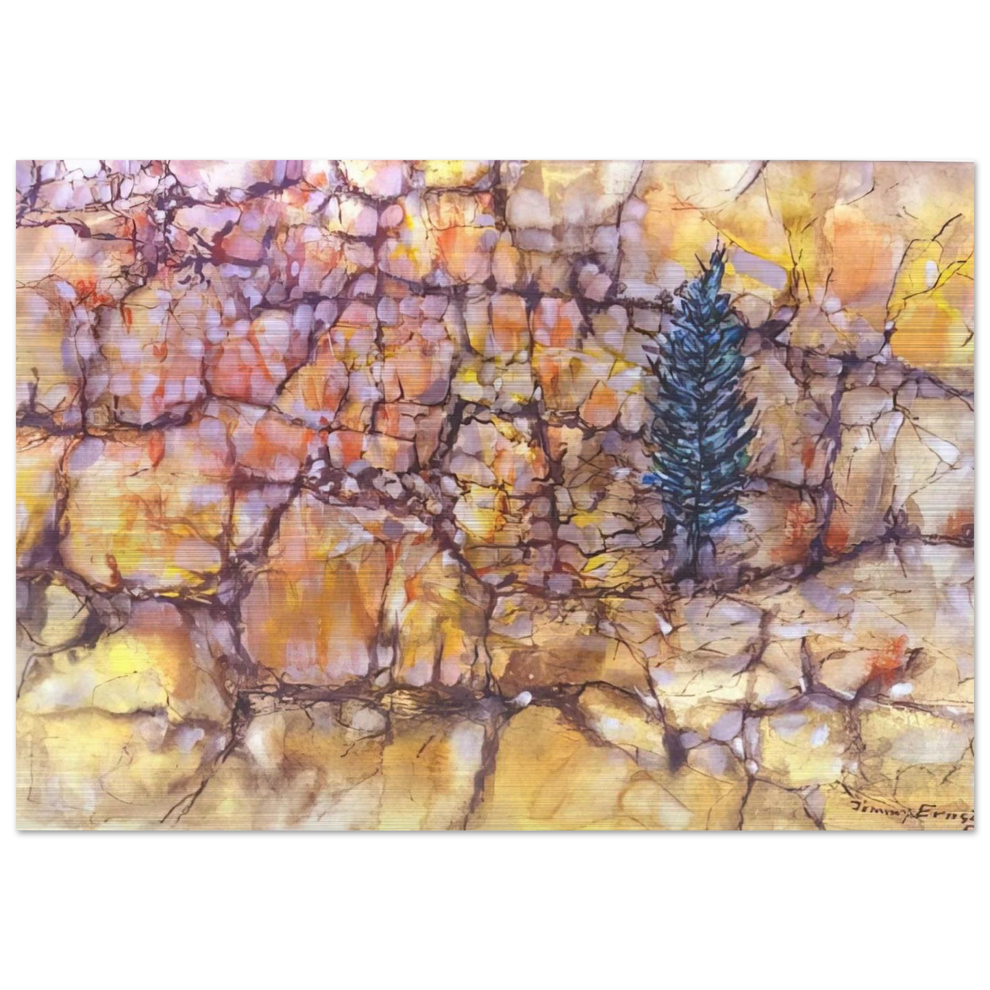 Landscape with Pinetree - 1958 - Jimmy Ernst Brushed Aluminum Print - 70x100 cm / 28x40 inches | Jimmy Ernst Aluminum Print | Jimmy Ernst Prints