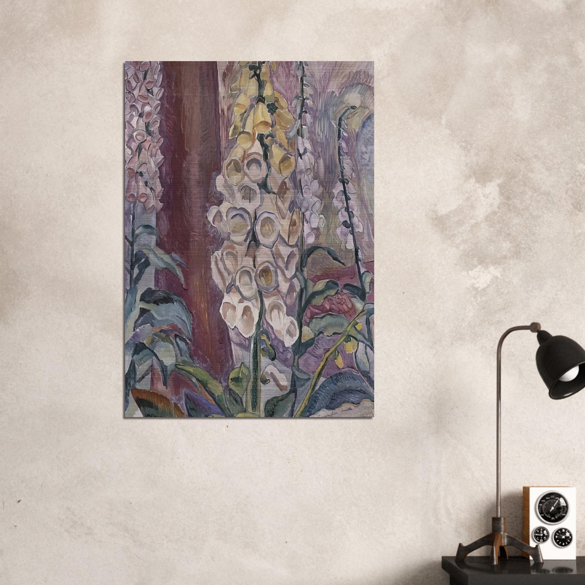 Foxgloves growing - 1929 - Grace Cossington Smith Brushed Aluminum Print - 70x100 cm / 28x40 inches | Grace Cossington Smith Aluminum Print | Grace Cossington Smith Prints
